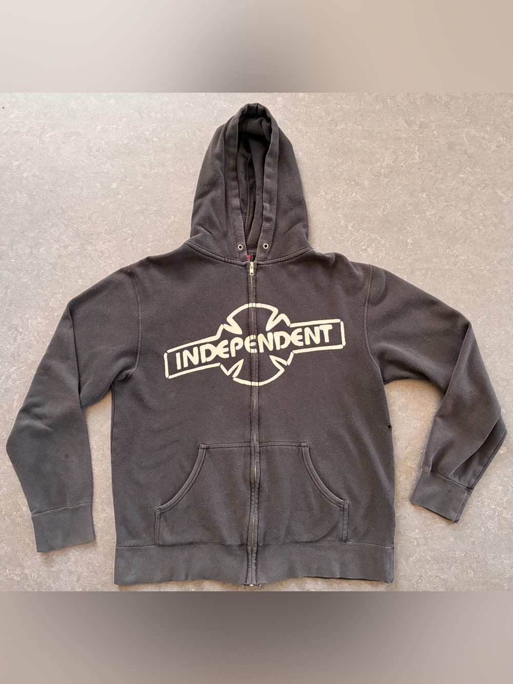 Vintage Independent Truck Company Skateboard Black Hoodie Full Zip | Large